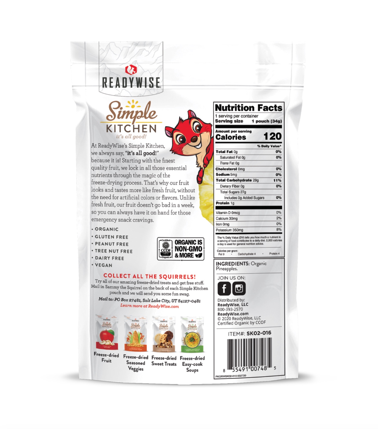 Simple Kitchen Organic Freeze-Dried Pineapples Single Pouch, , large image number 2