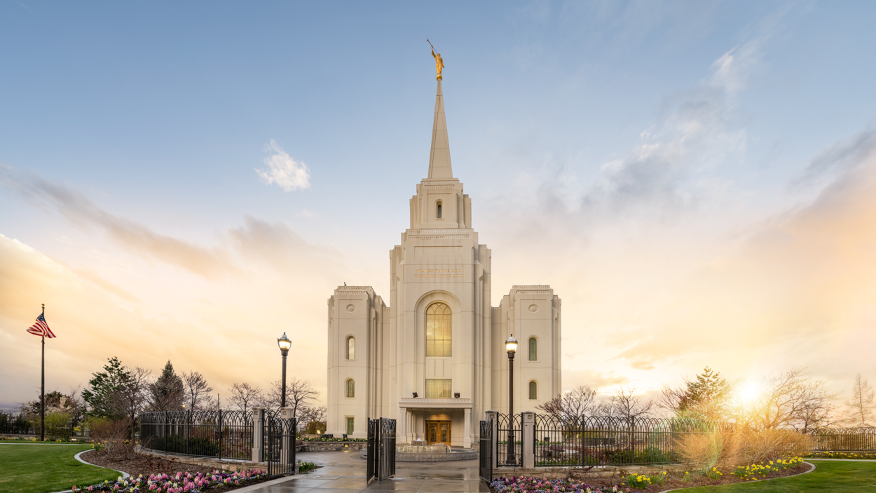 Brigham City Utah Temple - Fire of the Covenant Series (25x43 Framed Canvas Print), , large