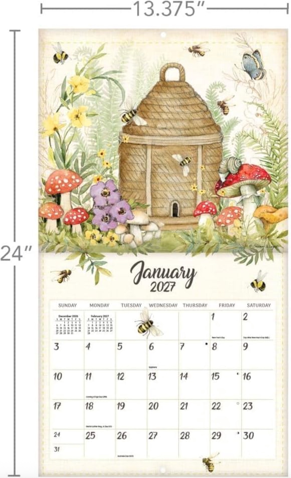 2027 Bees in Bloom Wall Calendar, , large