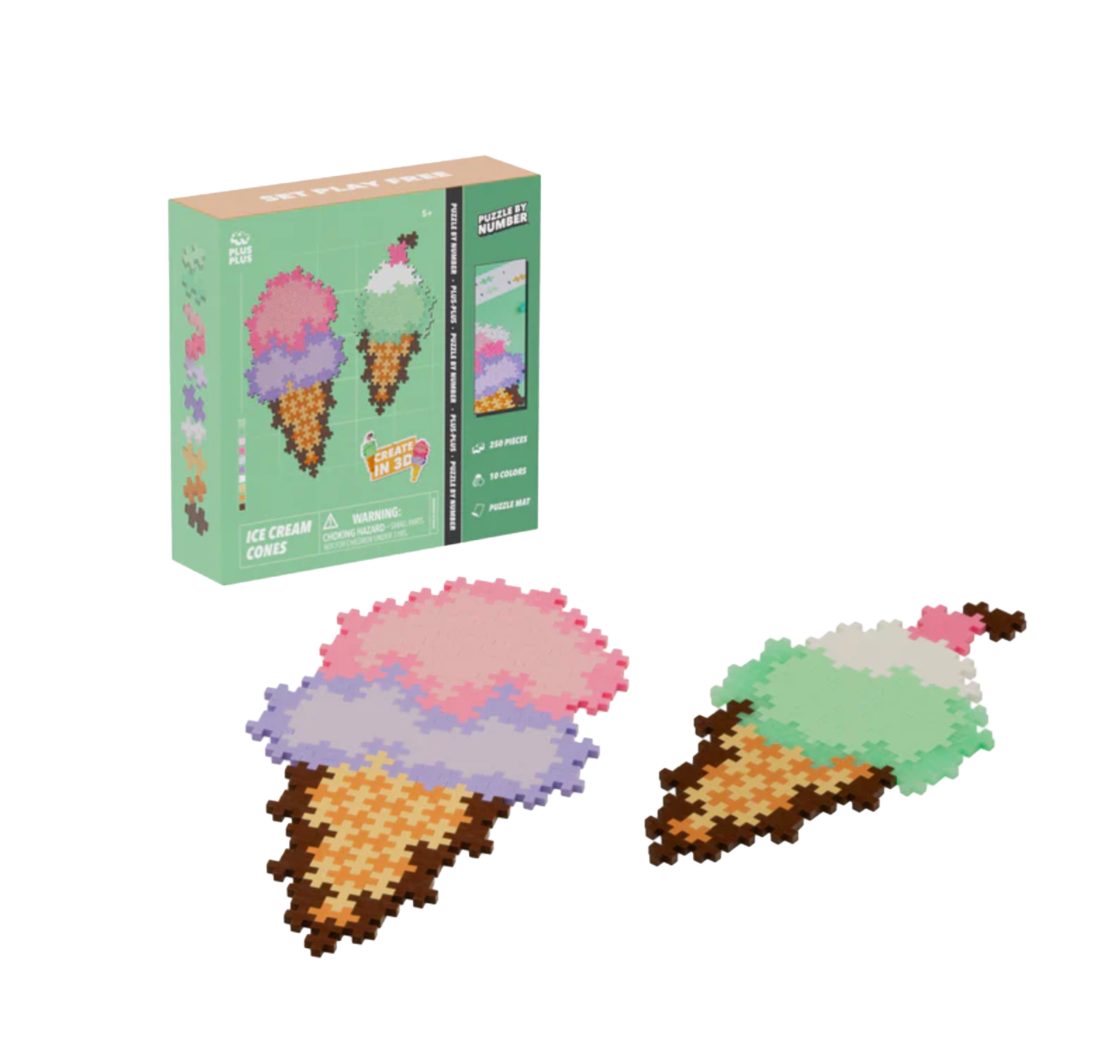 Plus Plus Ice Cream Cones 250 Piece Puzzle by Number