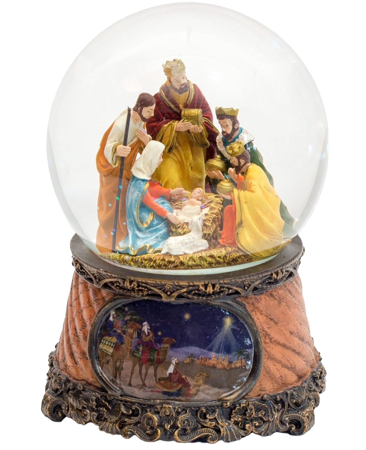 Three Kings Musical Water Globe Nativity
