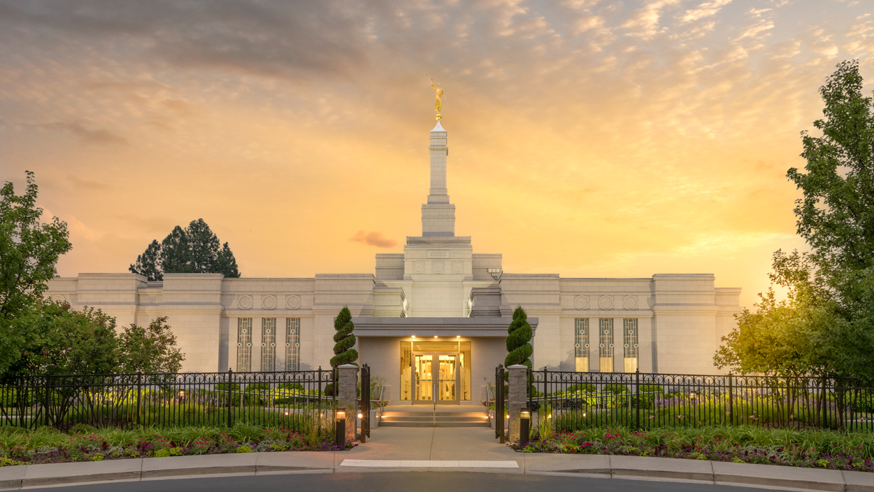 Spokane Washington Temple - Fire of the Covenant Series (25x43 Framed Canvas Print), , large