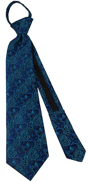 Boys' Aqua Blue Missionaries on Bikes Zipper Necktie, , large