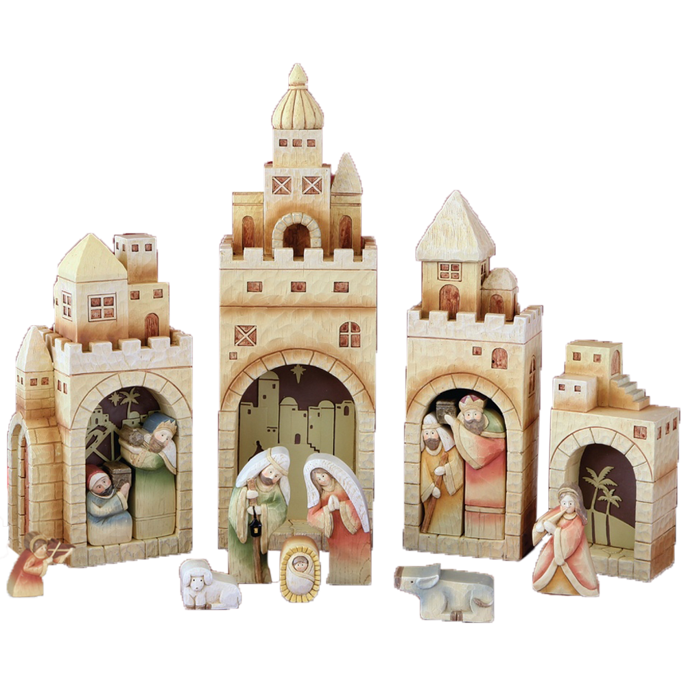 Nesting Resin Nativity Village, , large image number 0