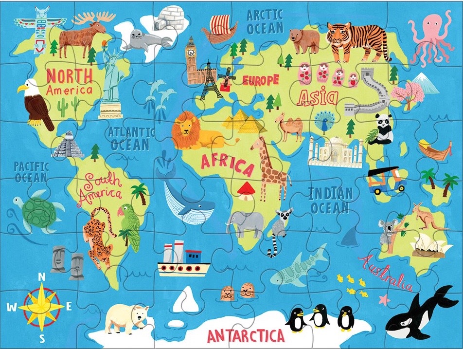 Map of the World Puzzle to Go, , large