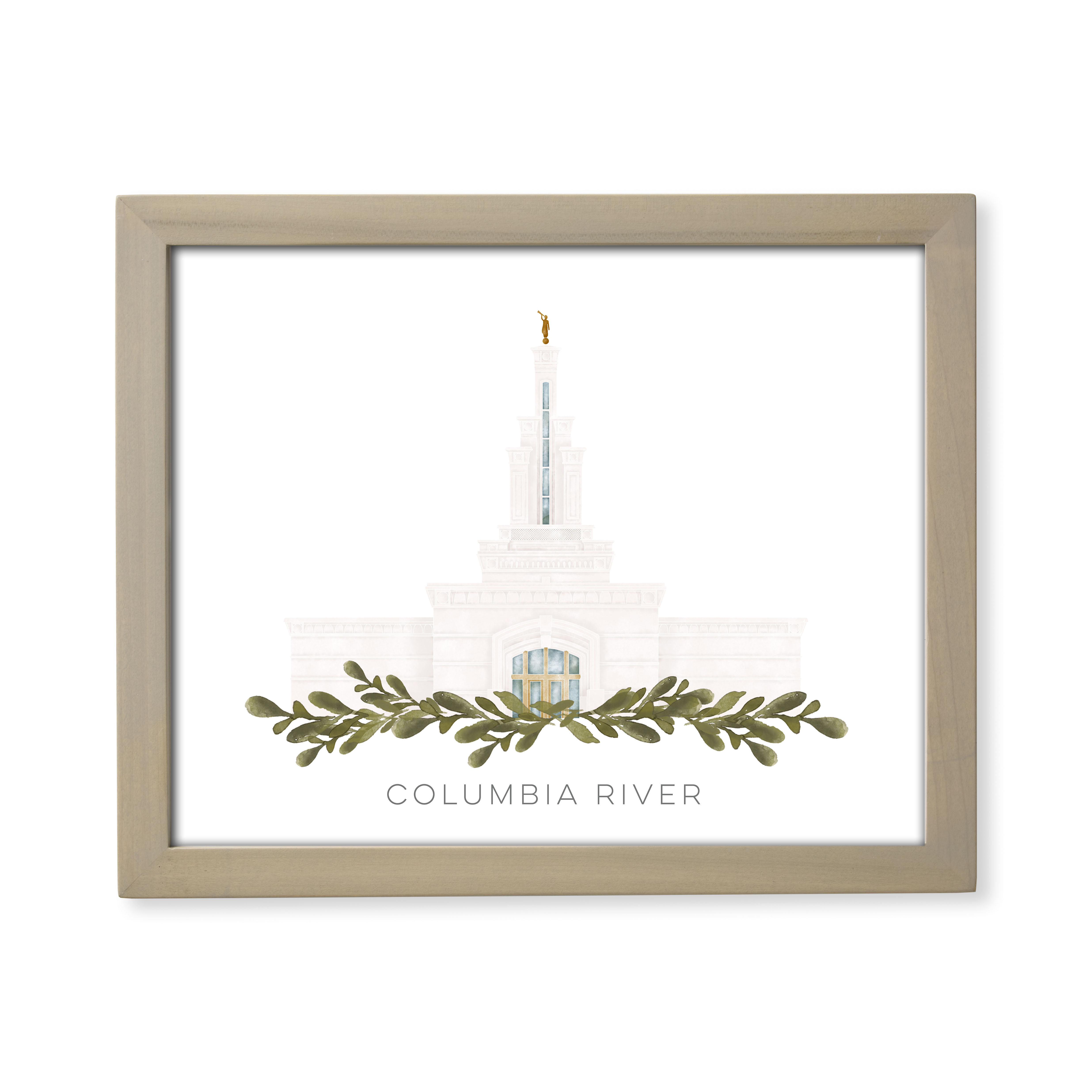 Columbia River Washington Temple (13x16 Framed Paper Print)