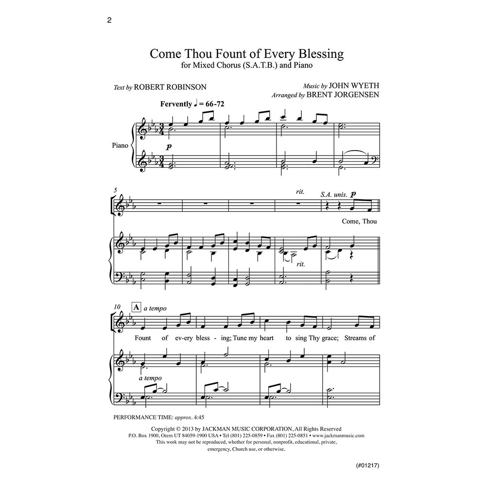 Come Thou Fount of Every Blessing, , large