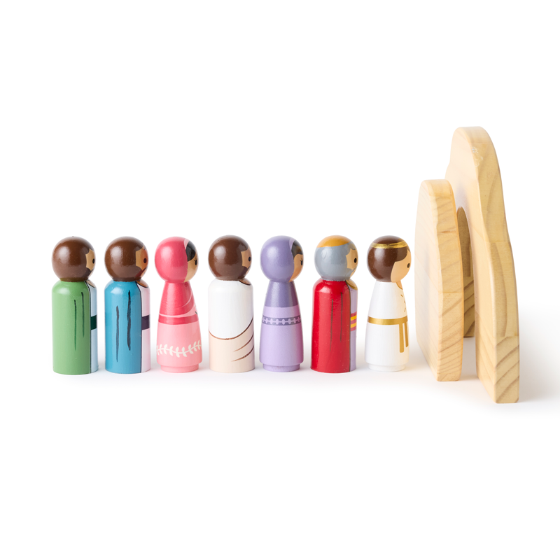 Easter Peg Doll Set with Tomb, , large