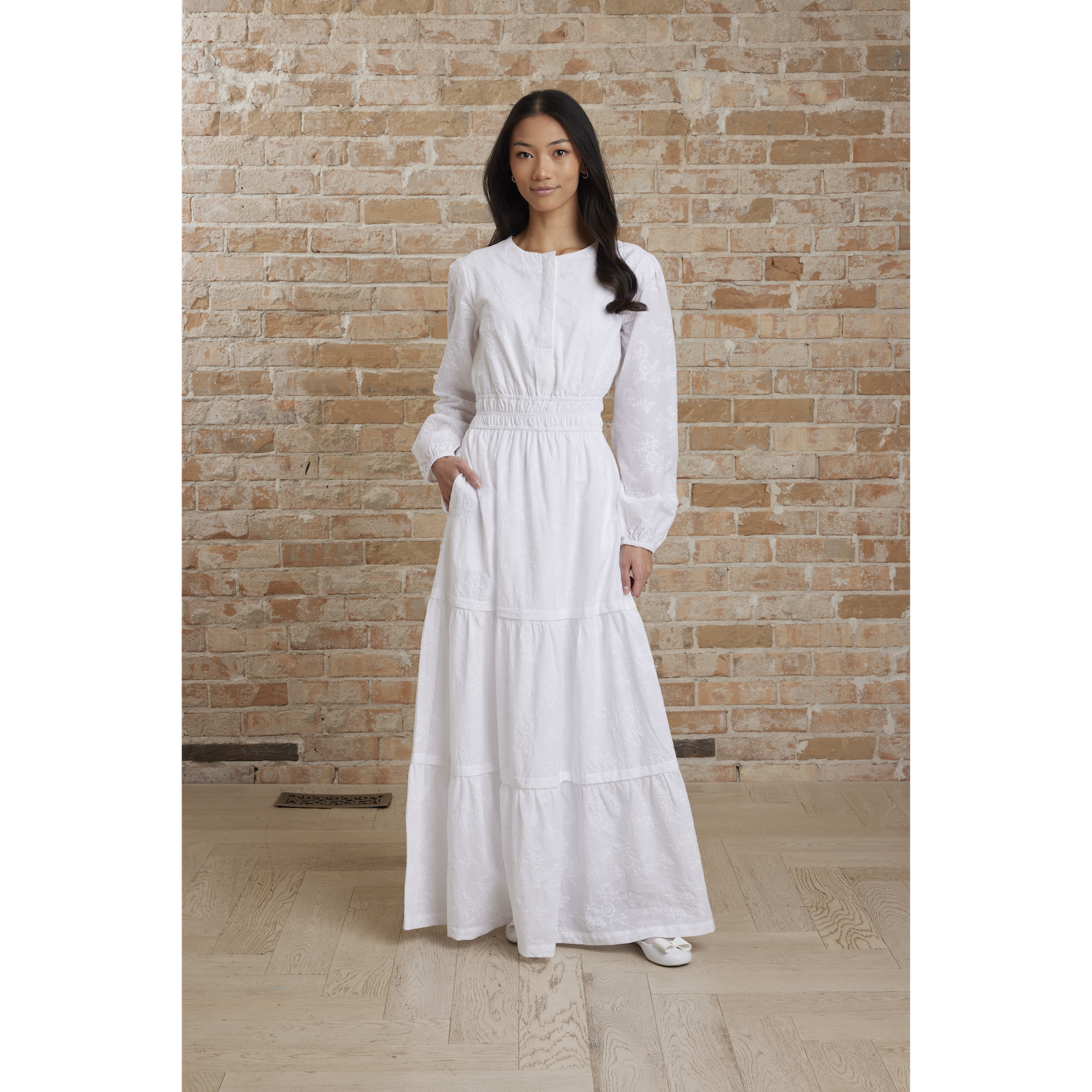 temple dress Front Zipper LDS FEHRNVI an elastic waist Mia Temple Dress