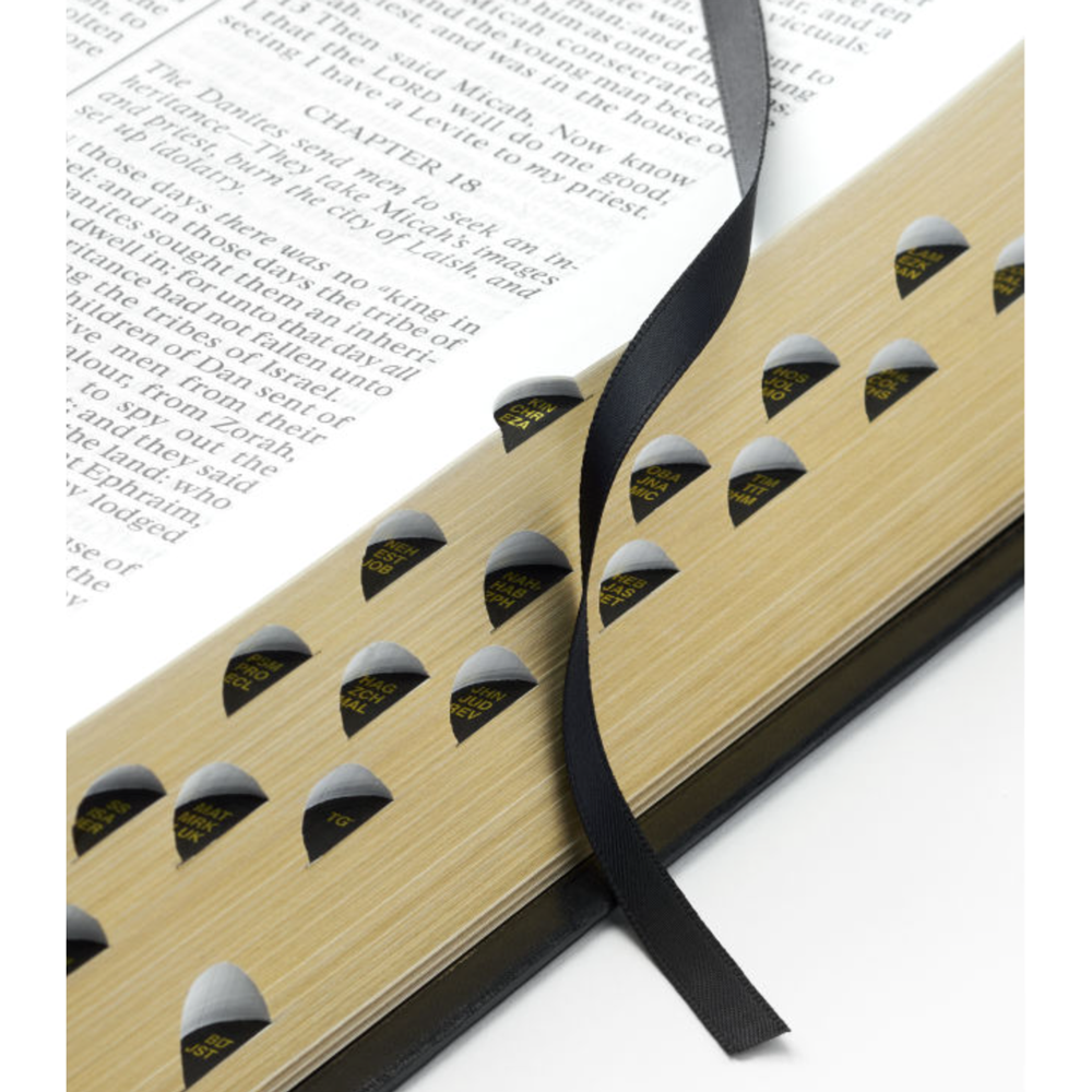 Holy Bible Simulated Leather, Large Indexed Black, , large