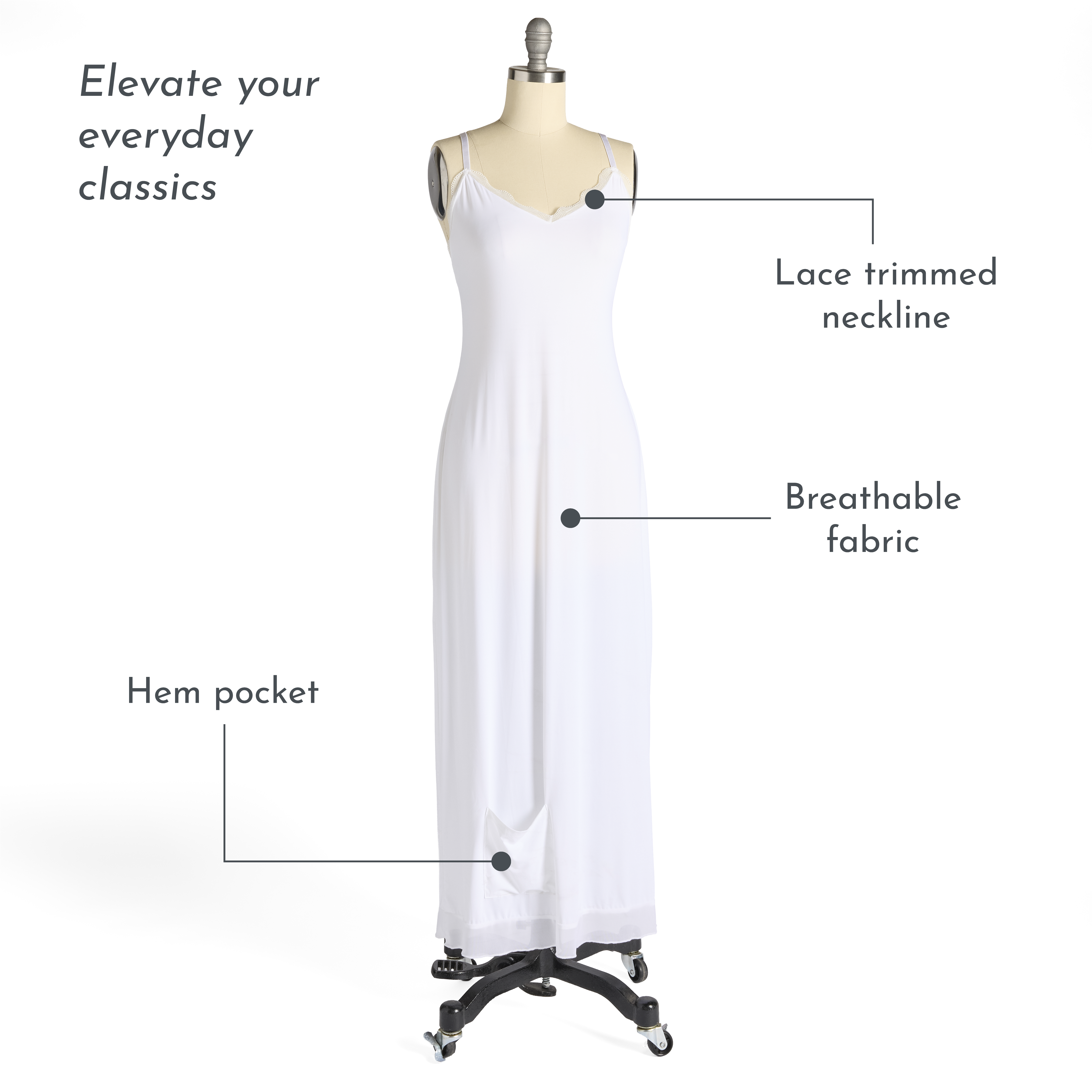 Lace Trim Temple Dress Full Slip , , large image number 4