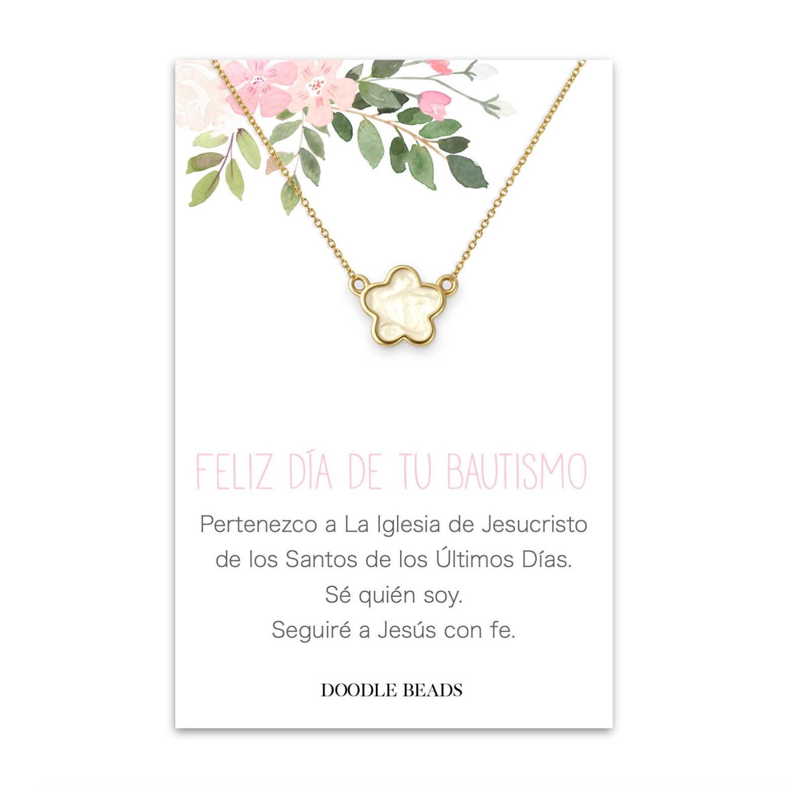 Spanish Happy Baptism Flower Necklace, , large