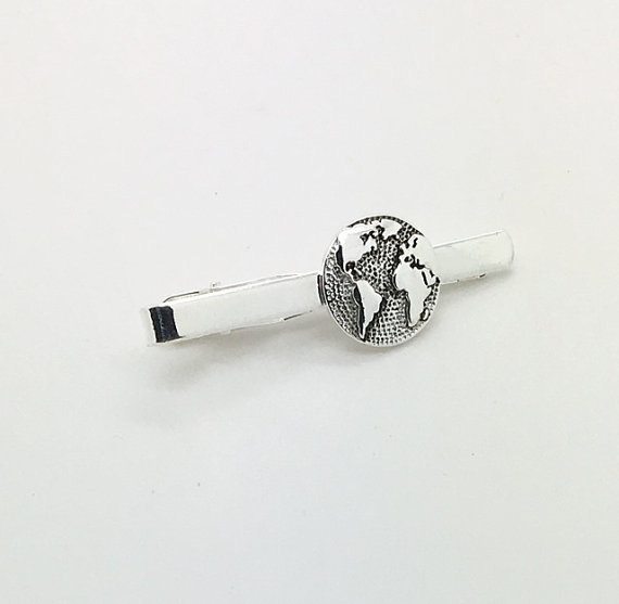 Go Into the World Globe Tie Bar, , large