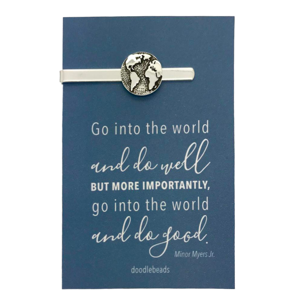 Go Into the World Globe Tie Bar