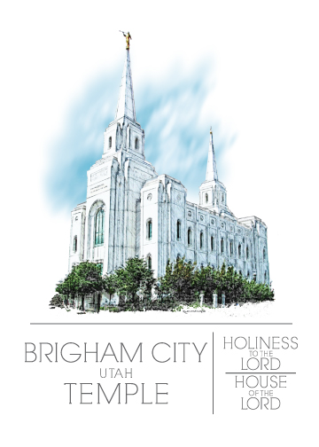 Brigham City Temple Watercolor 5x7 Print