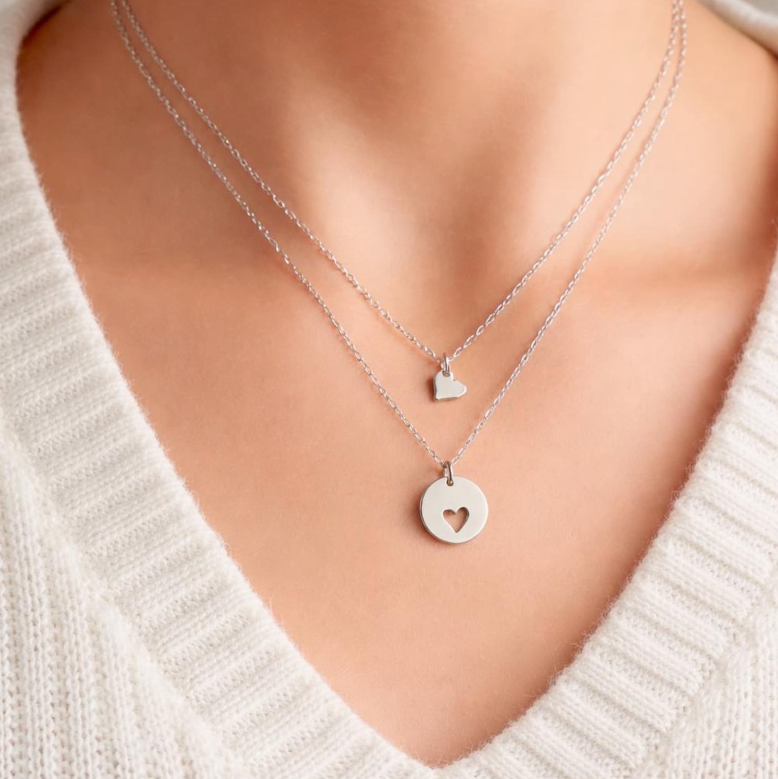 Mother and Daughter Heart Necklace, , large image number 6