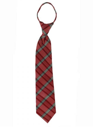 Boys' Red/Black Plaid Zipper Necktie