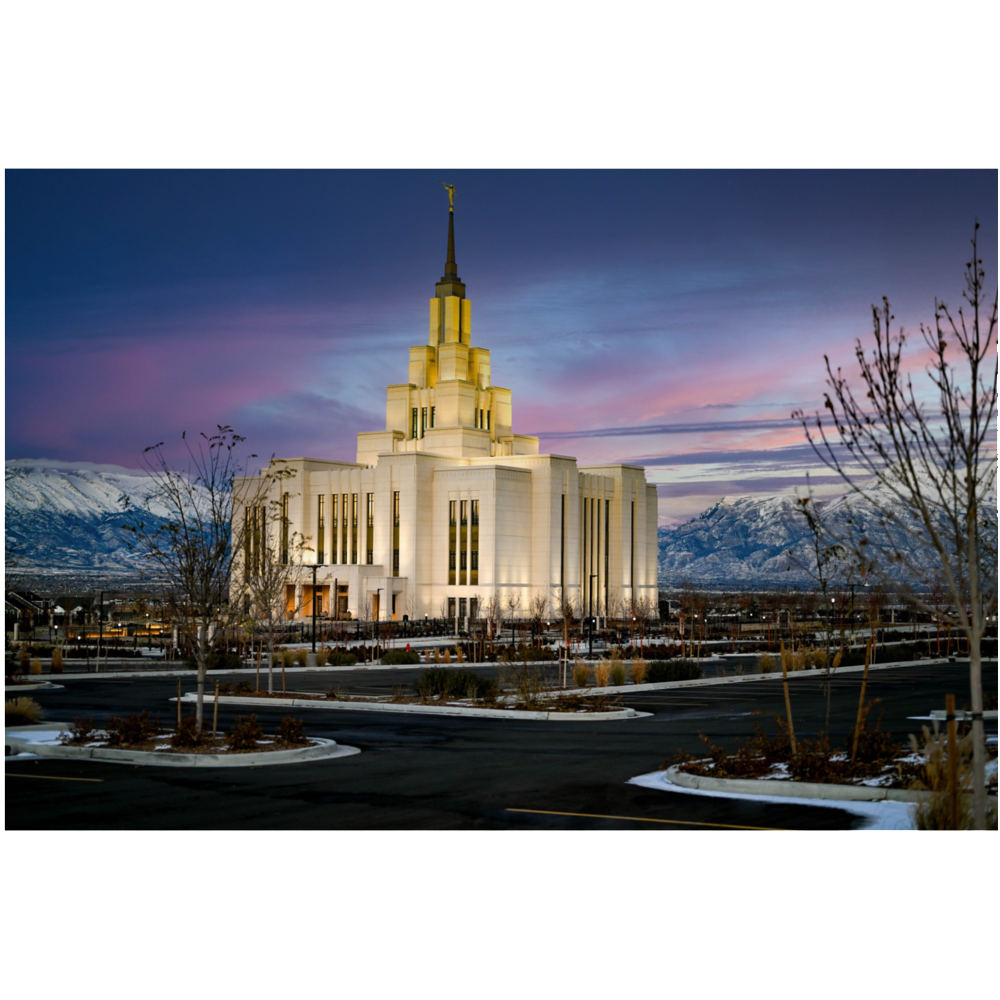 Saratoga Springs Temple at Dusk (24x36 Framed Canvas Wrap)