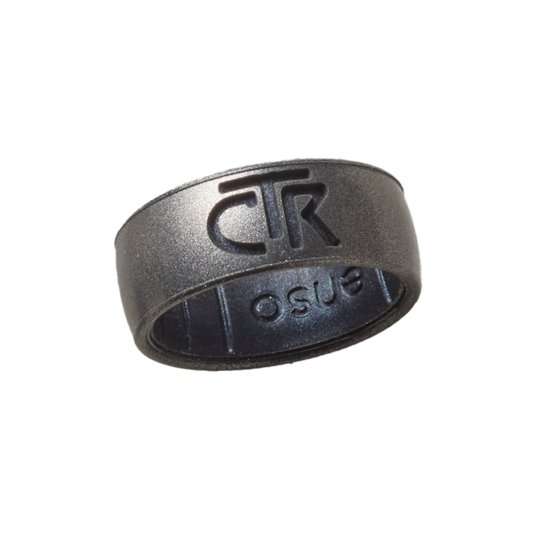 Silicone Two Tone Platinum and Black Pearl CTR Ring, , large