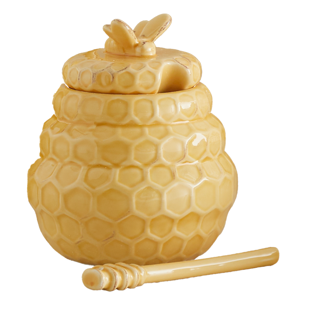 Honeycomb Honey Pot and Dipper, , large