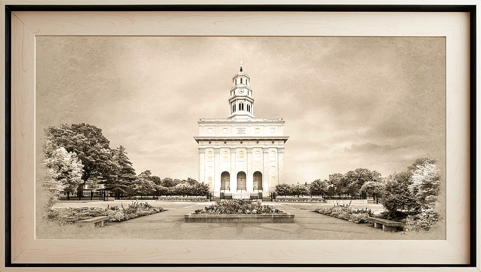 Nauvoo Illinois Temple - Light Wood (22x39 Framed Textured Paper)