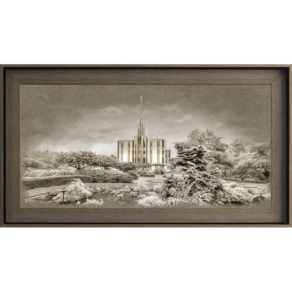 Seattle Washington Temple - Gray Wood (22x39 Textured Paper)