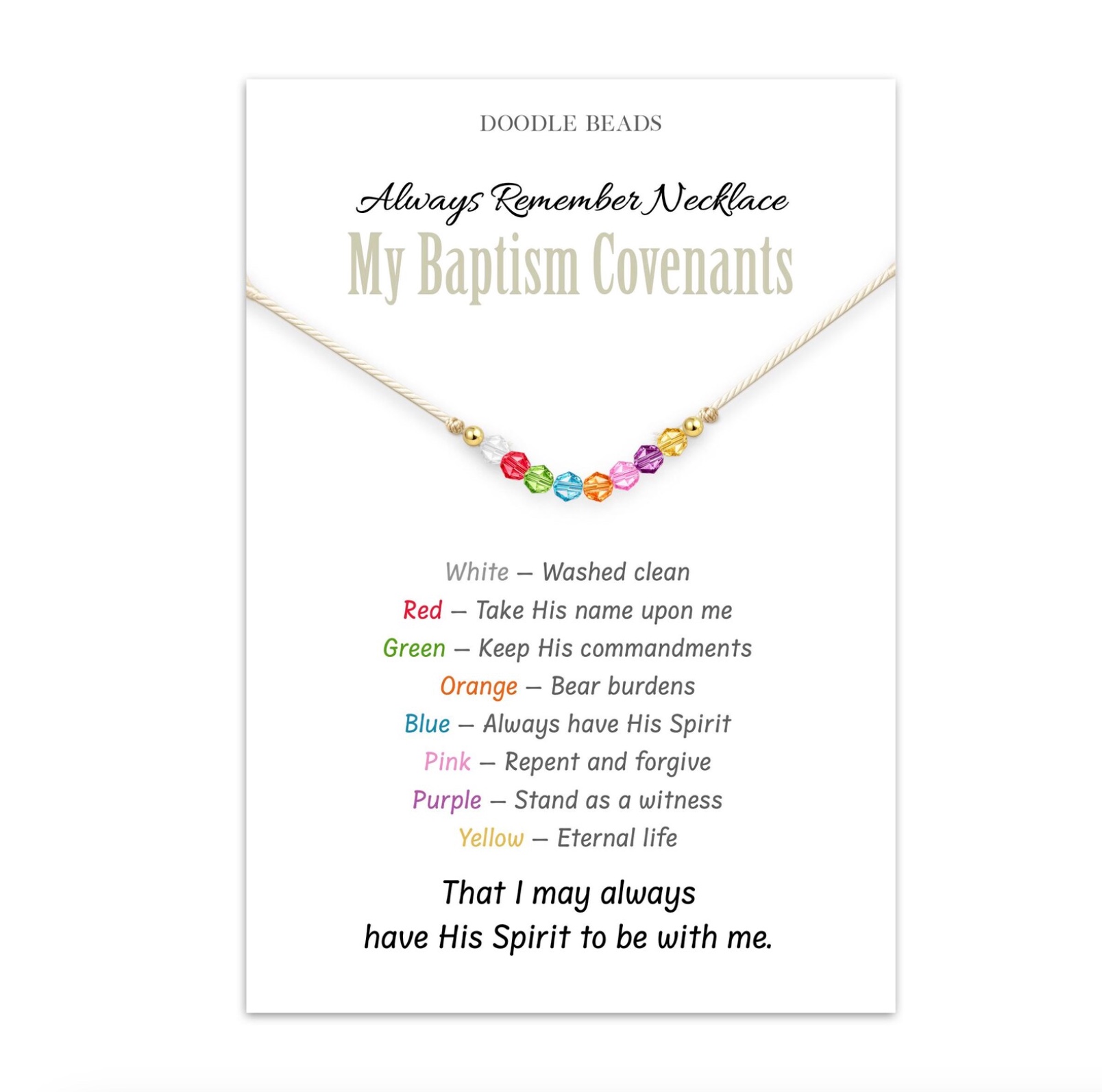 Always Remember Baptismal Covenants Beaded Necklace