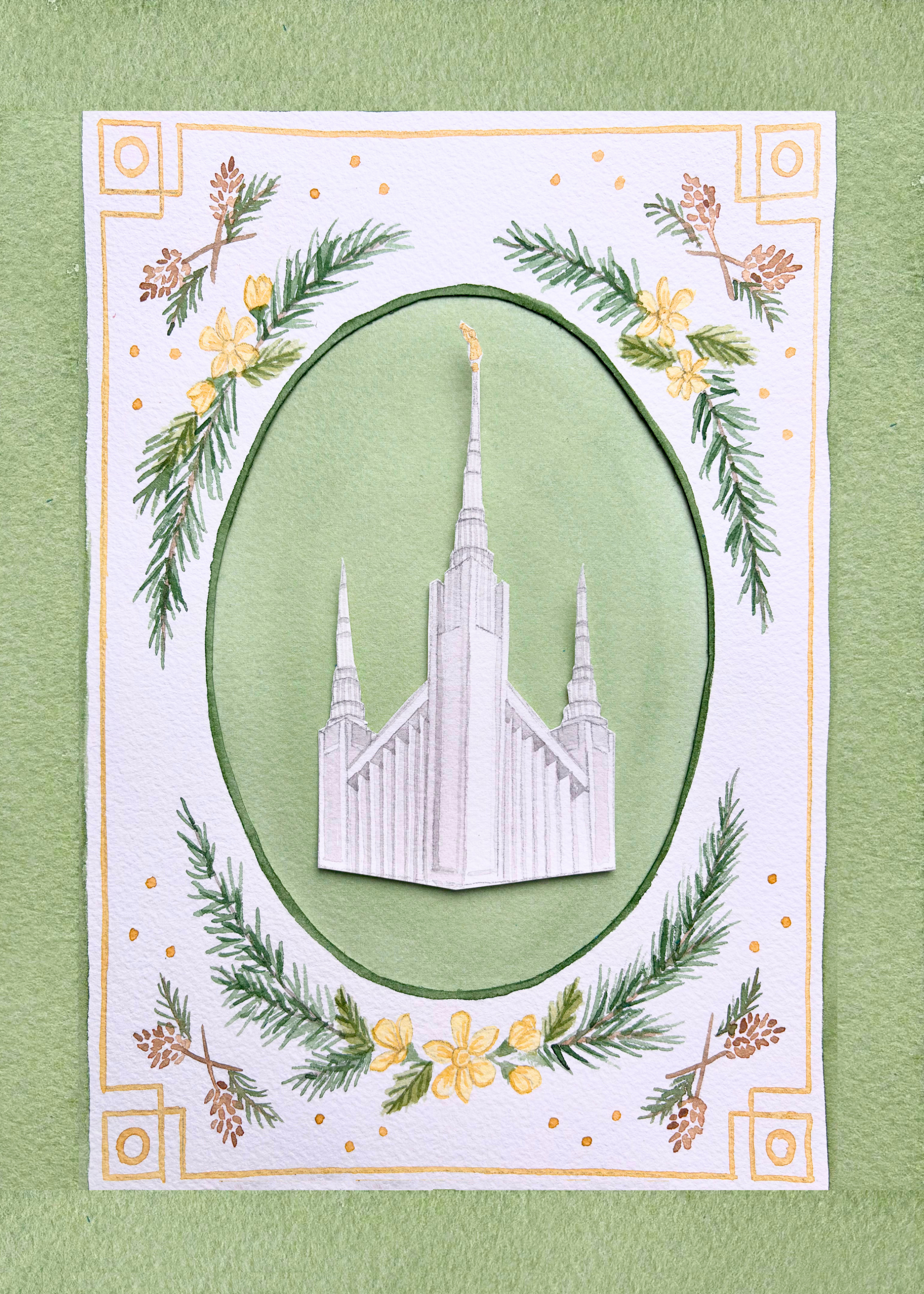 Portland Oregon Temple Cottagecore Style Print