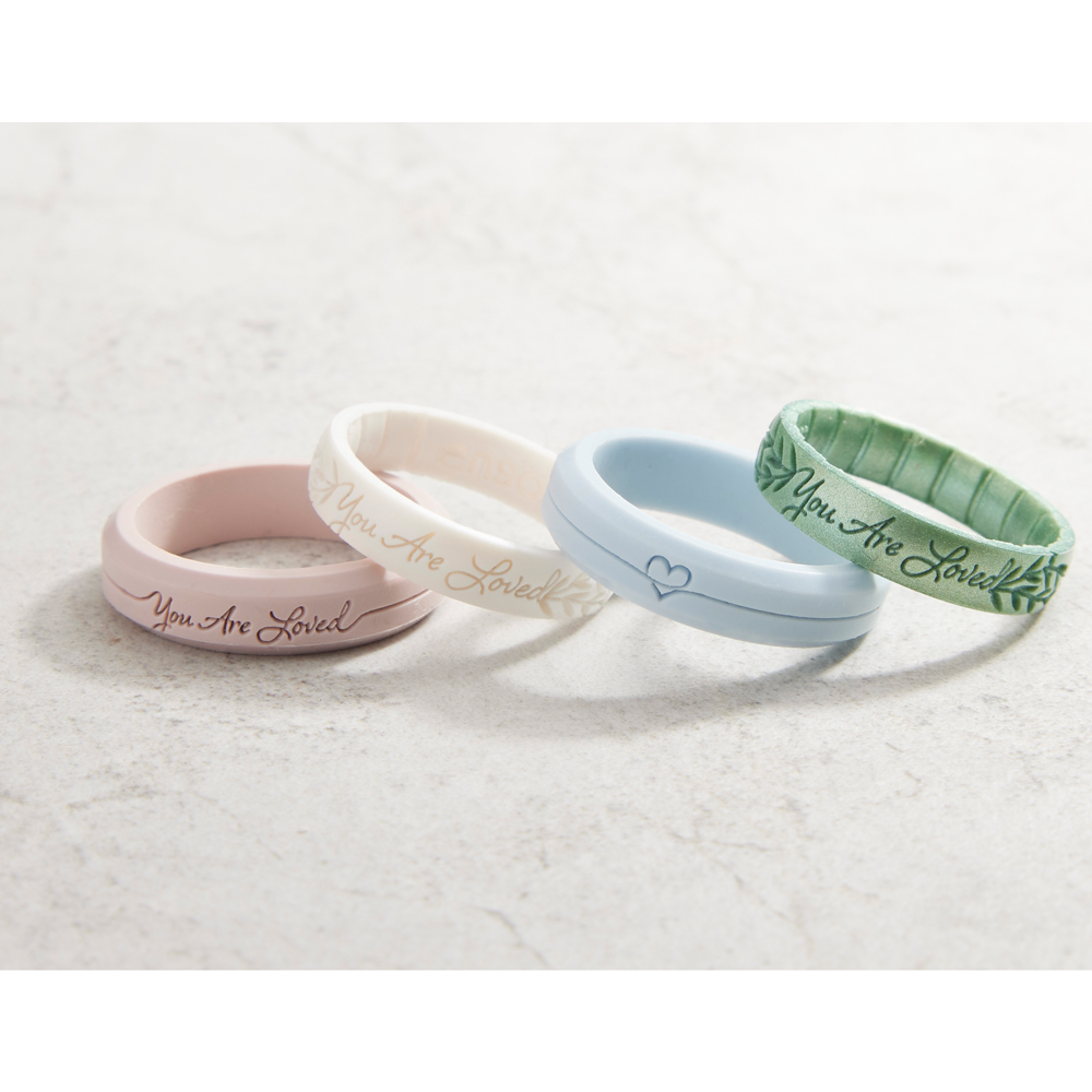 You Are Loved Green Laurel Leaf Silicone Ring, , large image number 2