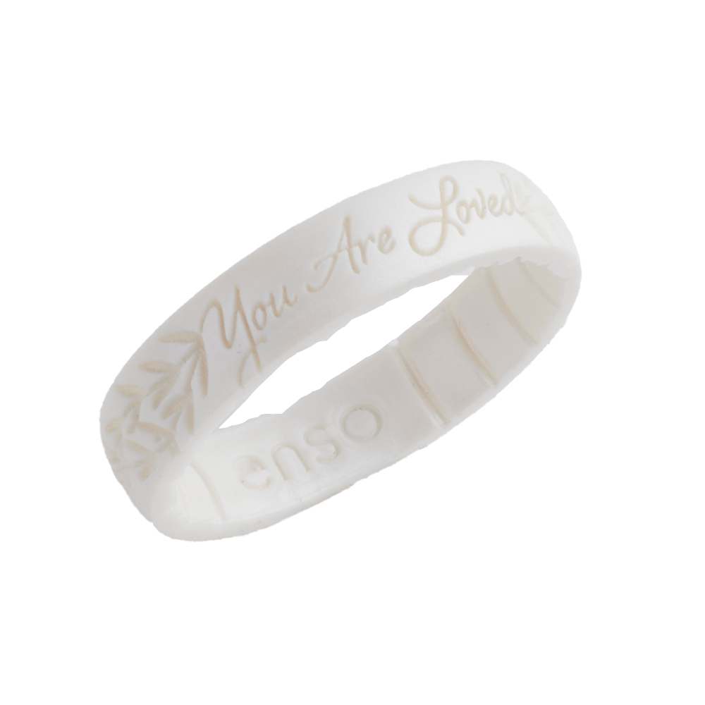 You Are Loved Pearl Laurel Leaf Silicone Ring, , large
