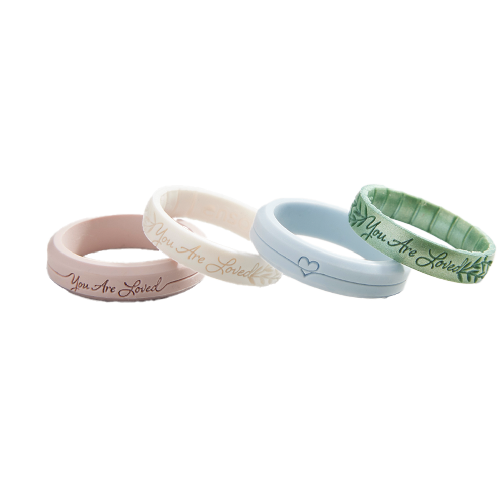 You Are Loved Pearl Laurel Leaf Silicone Ring, , large image number 2