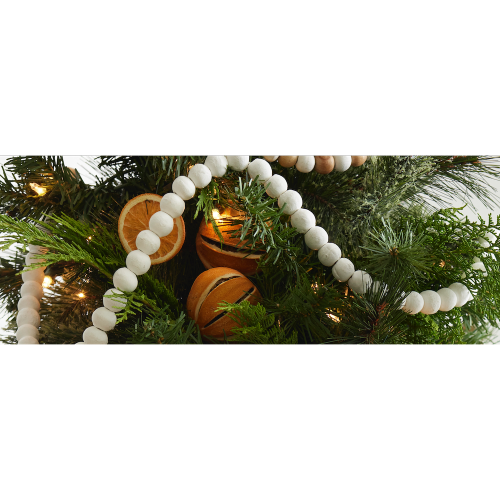 White Wood Beaded Garland, , large image number 1