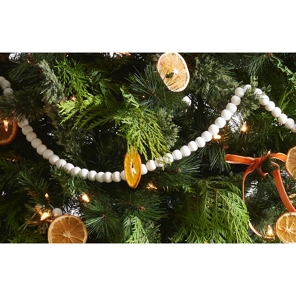 White Wood Beaded Garland, , large image number 2