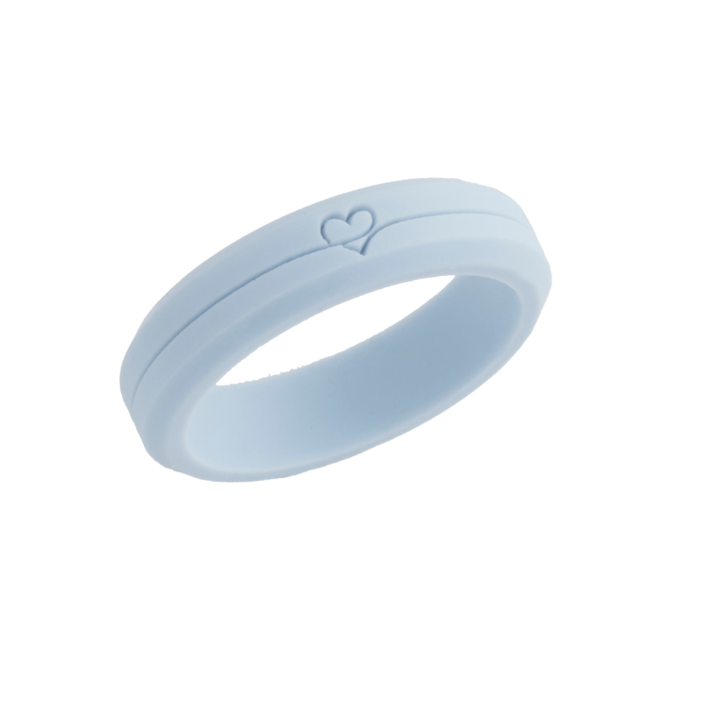 You Are Loved Blue Bevel Silicone Ring, , large