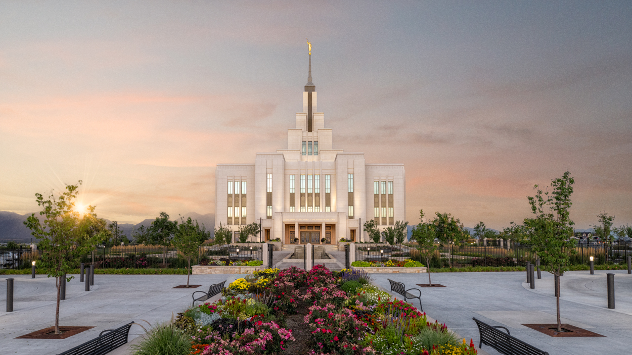 Saratoga Springs Utah Temple - Fire of the Covenant Series (25x43 Framed Canvas Print), , large