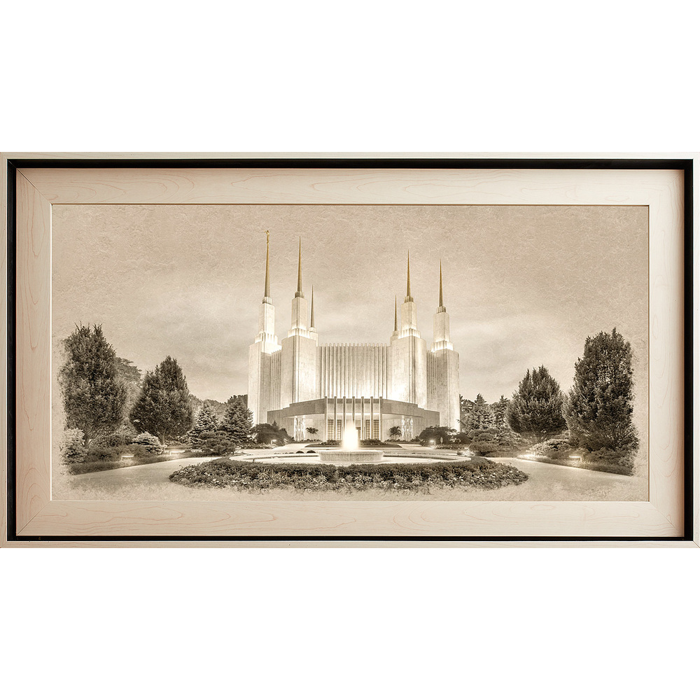 Washington, D.C. Temple, Light Wood (22x39 Framed Textured Paper)