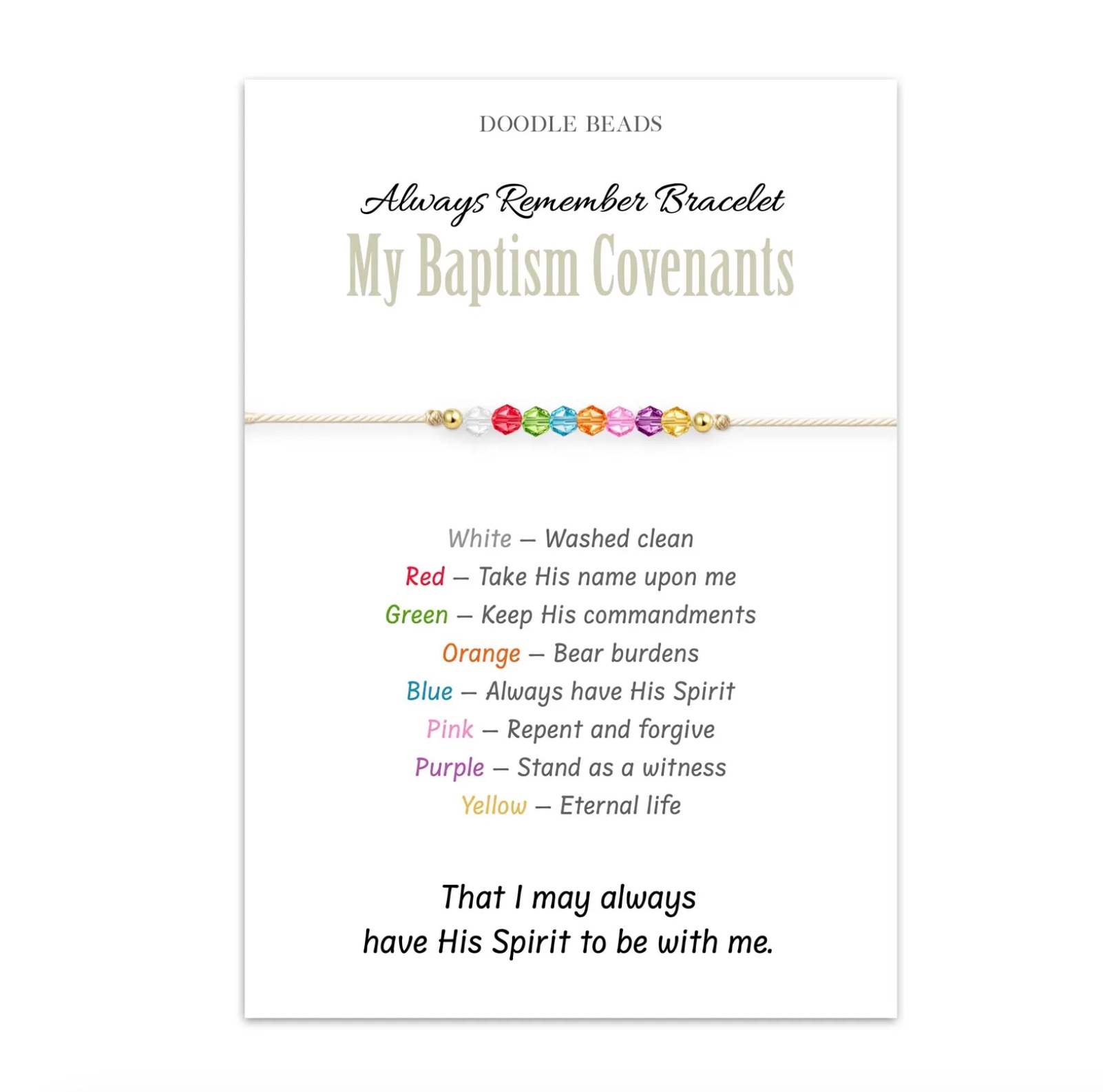 Always Remember Baptismal Covenants Beaded Bracelet 