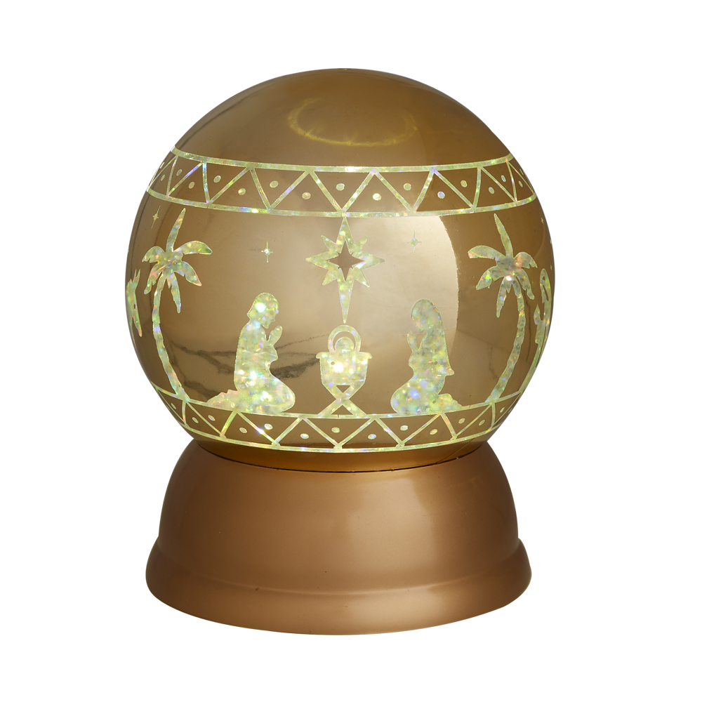 Light-up Gold Glitter Ball Nativity