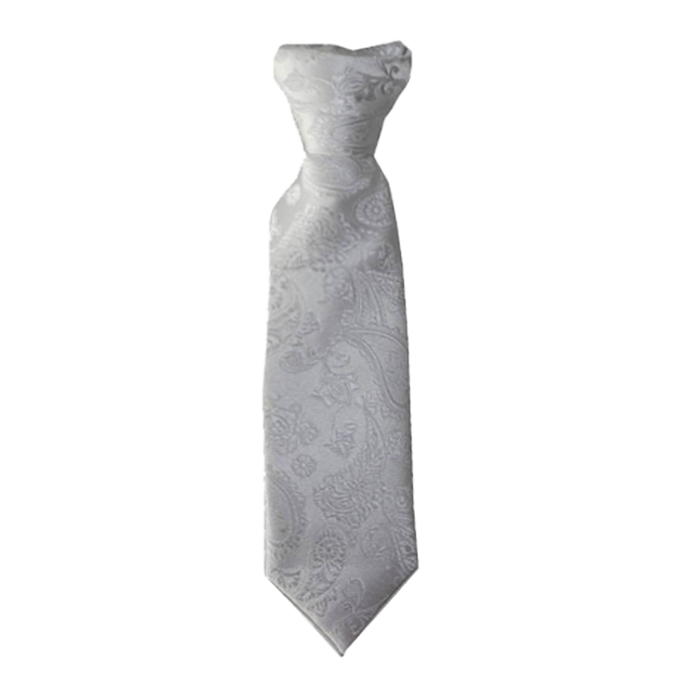 Infant White Paisley Clip-On Necktie