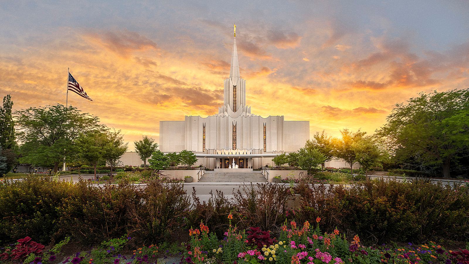 Jordan River Utah Temple - Fire of the Covenant Series (25x43 Framed Canvas Print), , large