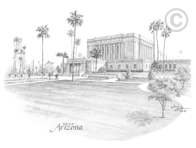 Mesa Temple Sketch 8x10 Matted Print