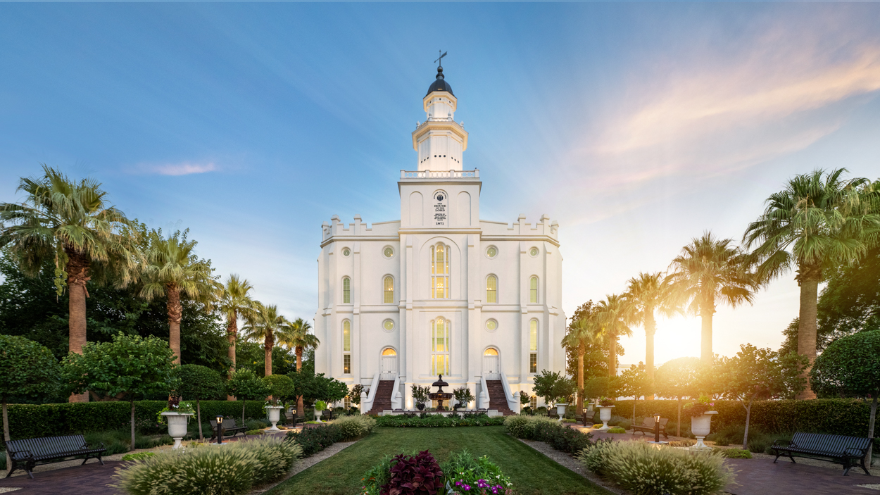 St. George Utah Temple - Fire of the Covenant Series (25x43 Framed Canvas Print), , large