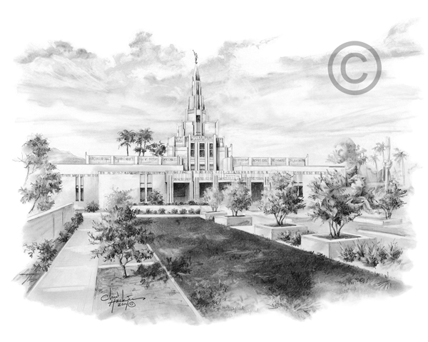 Phoenix Arizona Temple Sketch - 3x4 Print