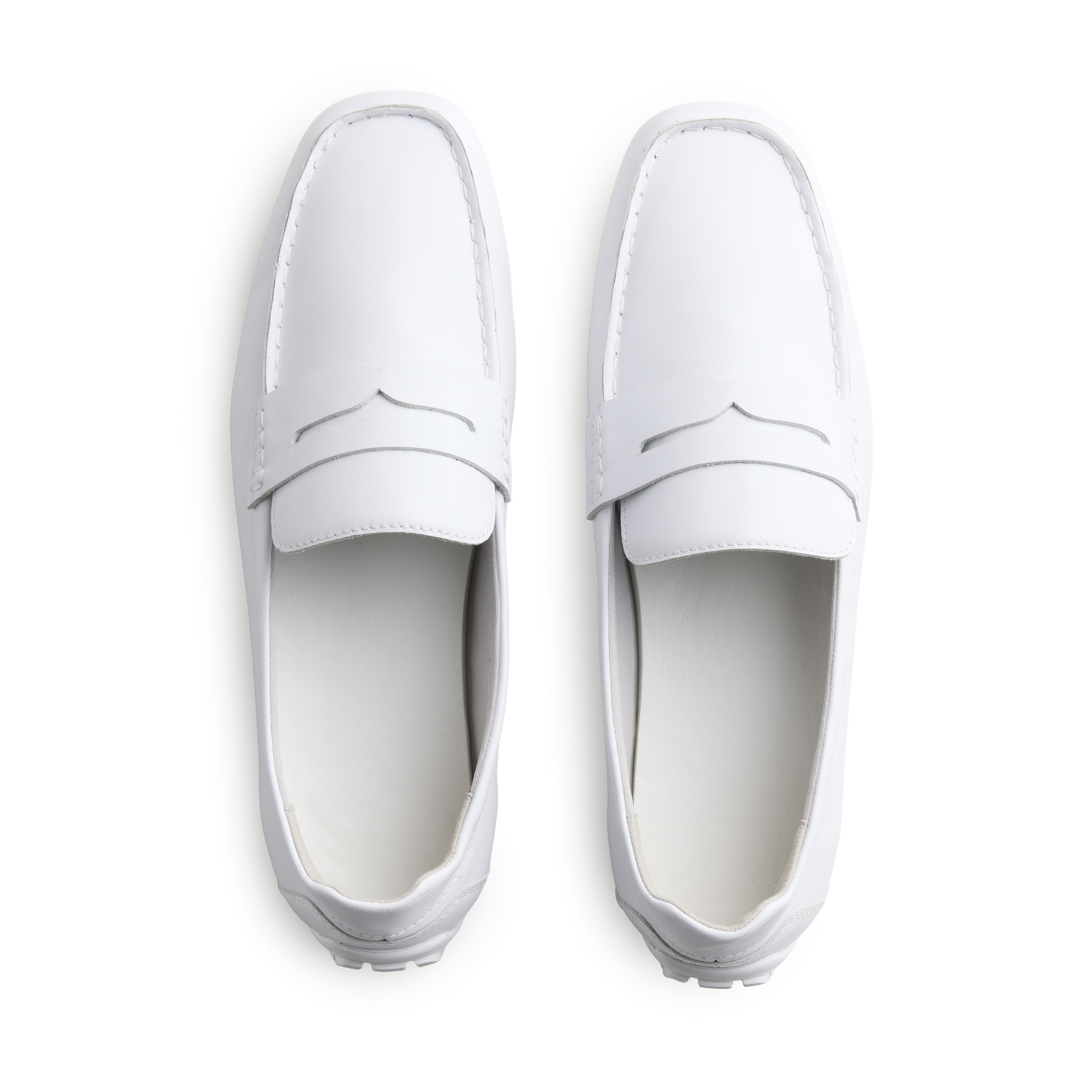 Men's White Leather Loafer Temple Shoe