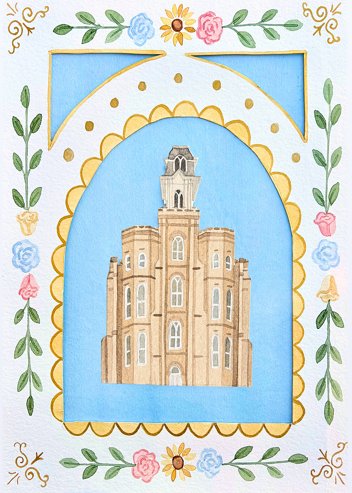 Manti Utah Temple Cottagecore Style Print