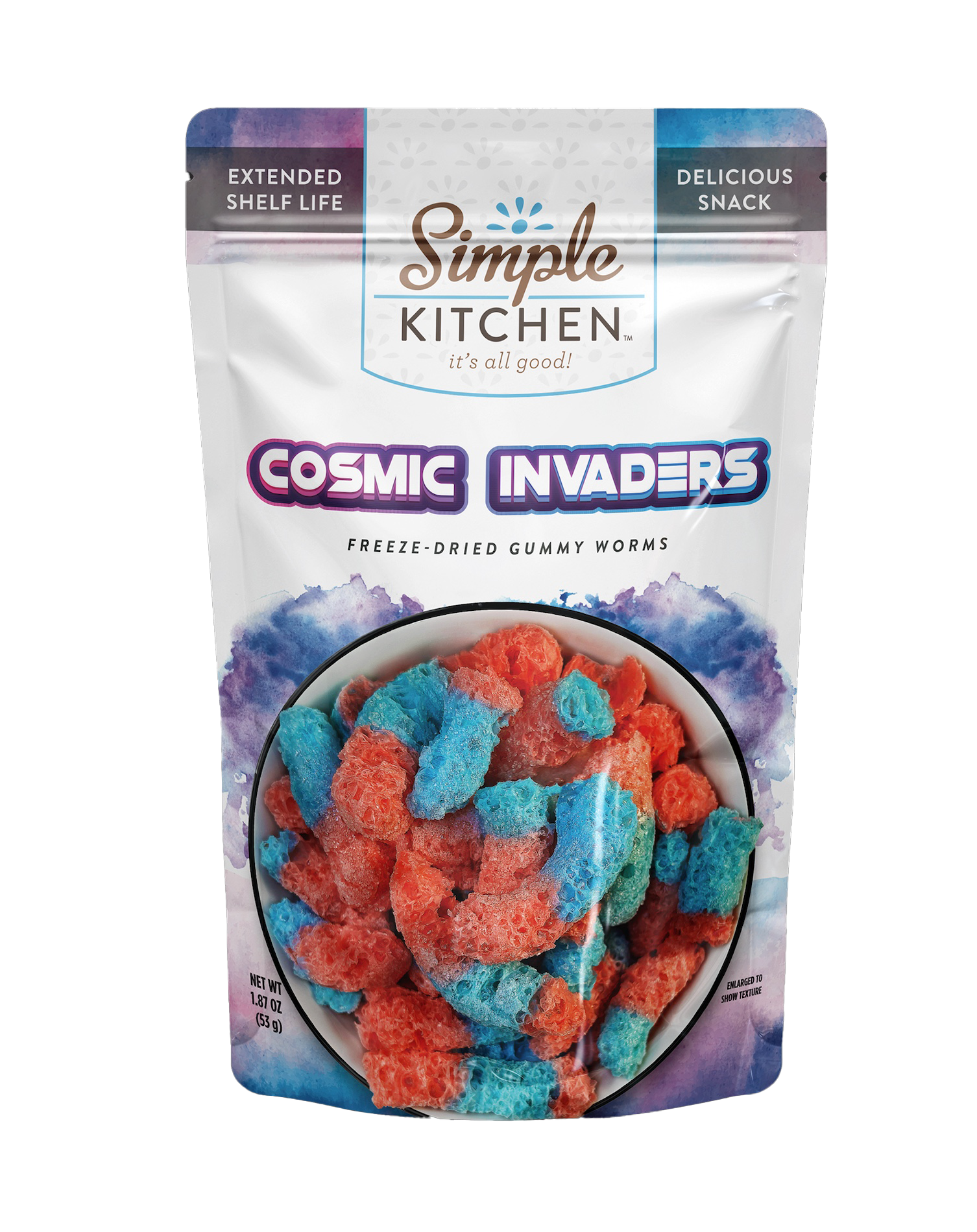 Simple Kitchen Cosmic Invaders (Freeze-Dried Gummy Worms) Single Pouch