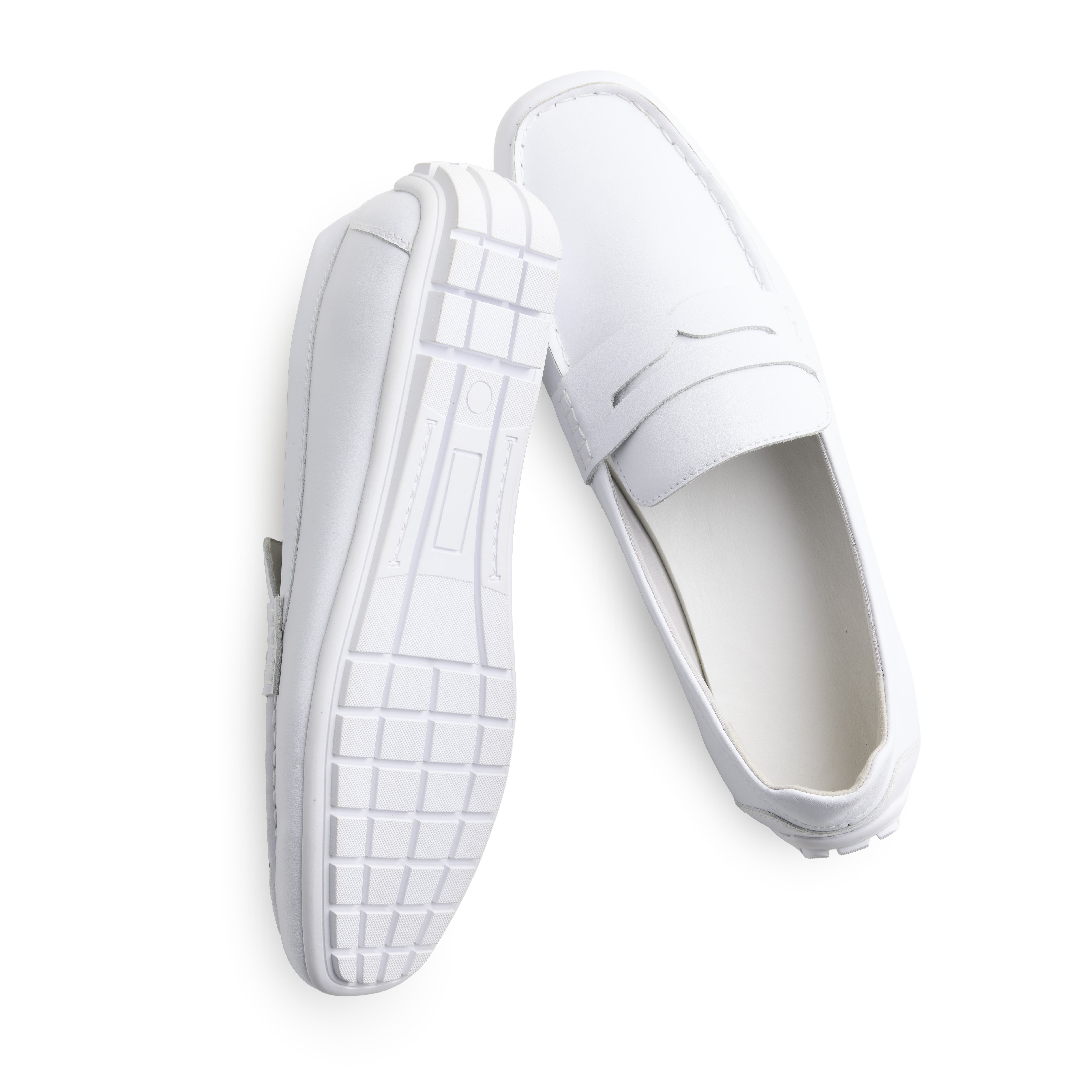 Men's White Leather Loafer Temple Shoe, , large image number 2